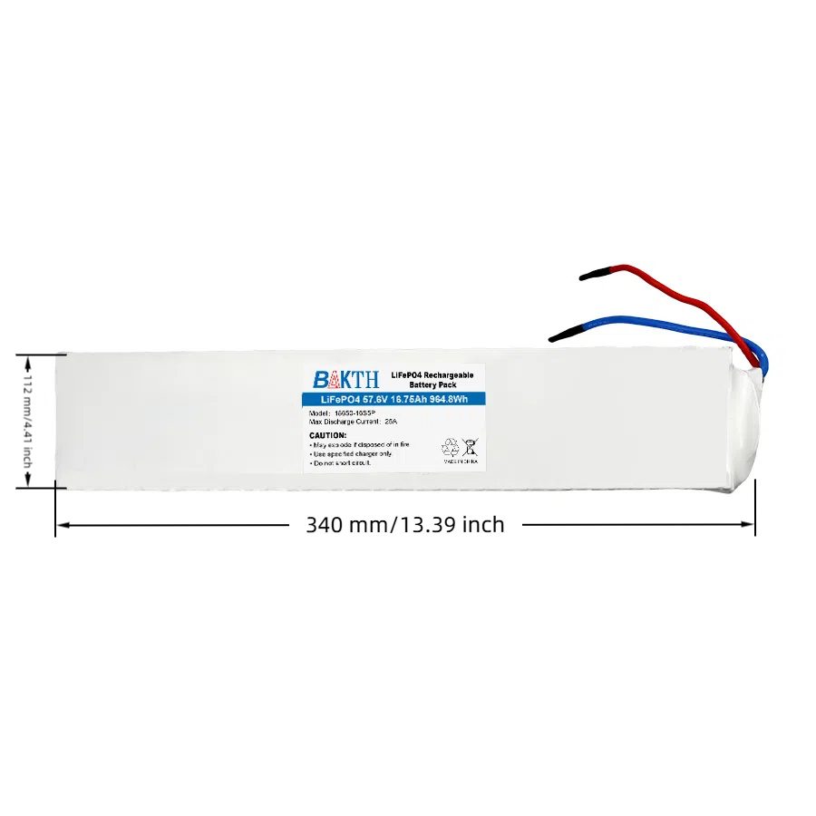 BAKTH-18650-16S5P, 57.6 V, 16.75 Ah, 964.8 Wh