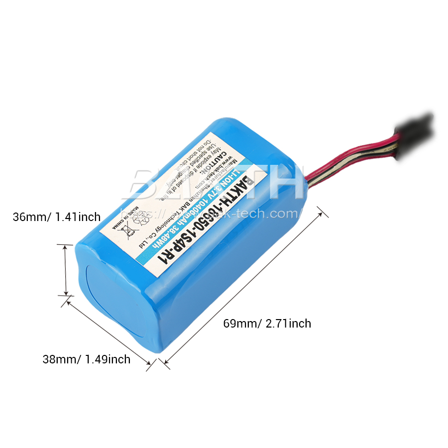 BAKTH-18650-1S4P-R1, 3.7V, 10400mAh, 38.48Wh