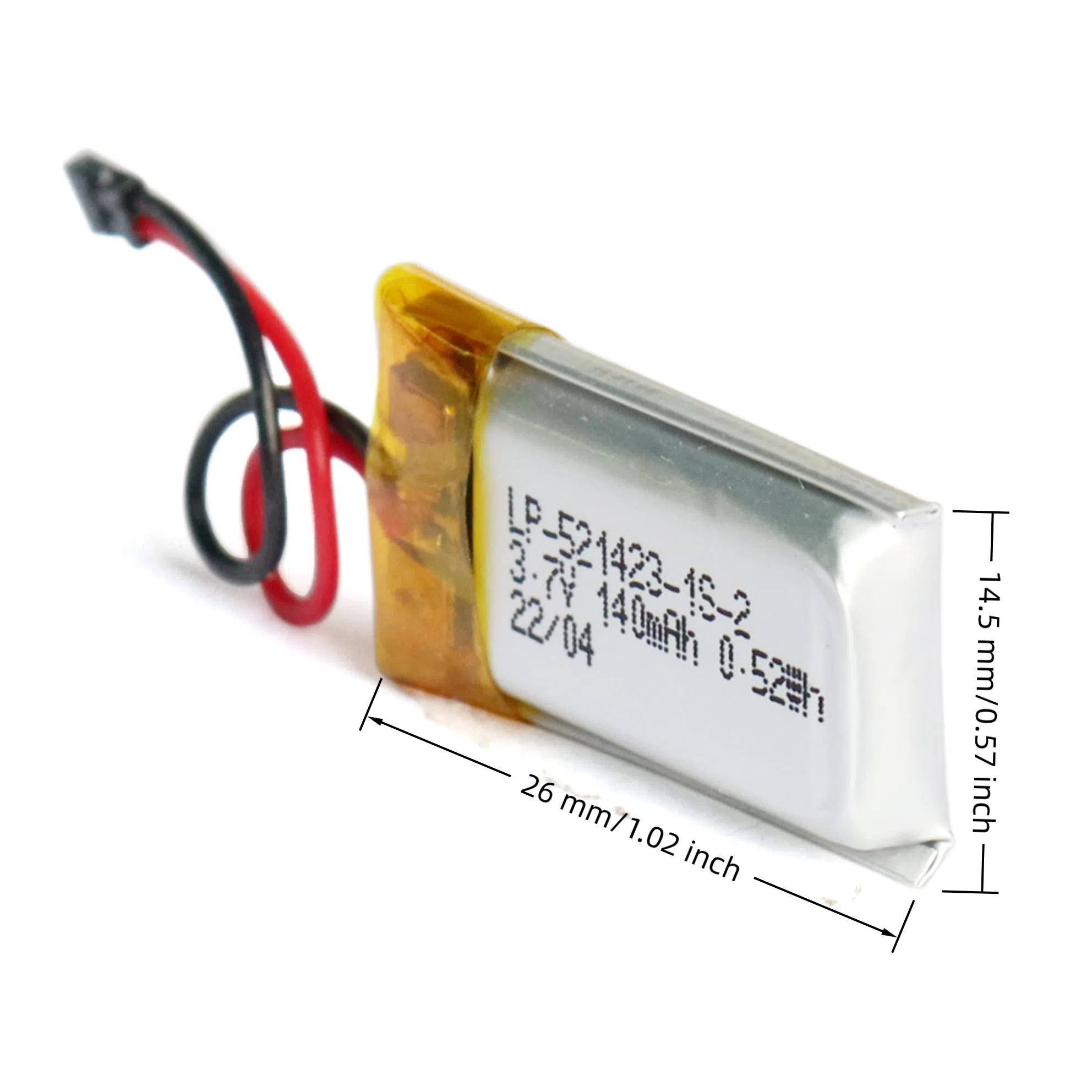 BAKTH-LP-521423-1S-2, 3.7V, 160mAh, 0.52Wh
