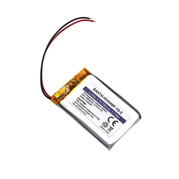 BAKTH-553048P-1S-2, 3.7V, 750mAh, 2.775Wh